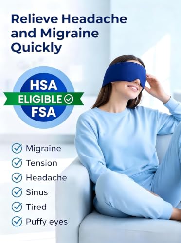 Cooling Gel Eye Mask for Puffy Eyes, Migraine & Headache Relief, Full Eye-Area Cold Compress for Eyes & Temples, FSA Eligible HSA Reusable Eye Ice Pack for Swelling & Post-Surgery Recovery