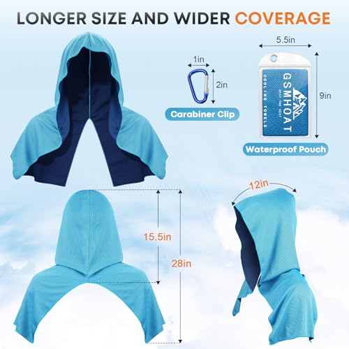 4 Pack Cooling Hoodie Towels for Neck and Face, UV Sun Protection Ice Cooling Towels for Hot Weather, Cool Hoodie for Sports, Gym, Hiking, Working