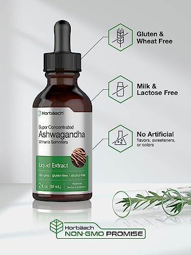 Horbäach Ashwagandha Liquid Drops | 2 Fl Oz | Tincture Root Extract
