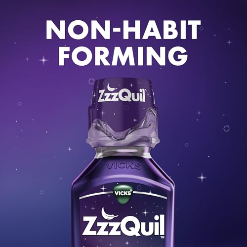 ZzzQuil Liquid Sleep Aid, Diphenhydramine 50mg HCl, Nighttime Sleep Aid Liquid, Sleep Aids for Adults, Warming Berry Flavored, 12 FL OZ