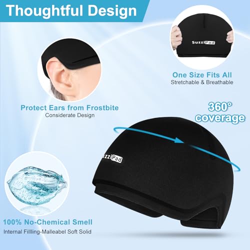 SuzziPad Chemo Cooling Cap for Chemotherapy Care for Women and Men, Black | 360° Full-Head Cold Cap With Soft Lycra & Reusable Solid Gel, Soothes Migraines, Tension Headaches & Chemo Discomfort