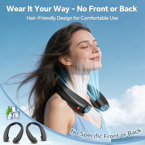 Portable Neck Fan, 6000mAh Rechargeable Personal Fan, 6 Speeds Hands Free Wearable Fan with 360° Surround Airflow, Ideal for Travel, Office, Sports, Home - Gifts for Men Women Dad Mom