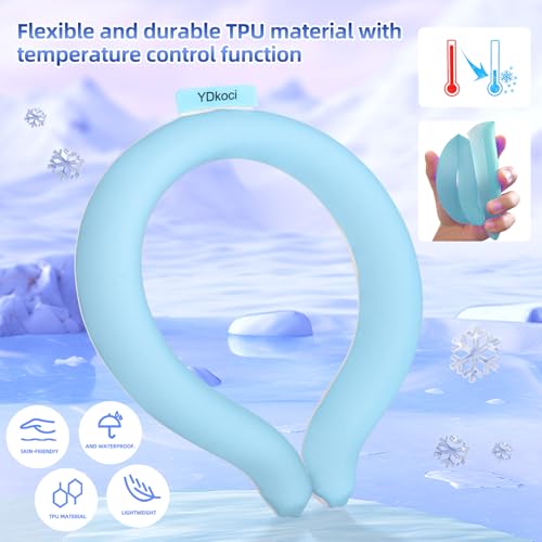 Neck Cooling Tube, Wearable Body Cooler Freeze Below 64°F with Insulated Bag, Reusable Cooling Neck Wraps for Summer, Outdoor Sports, Hiking, Travel, Hot Weather Relief for Men & Women (Blue)