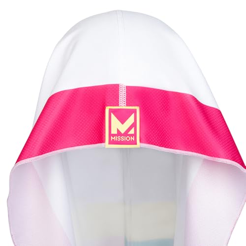 MISSION Reversible Cooling Hoodie Towel- Hood Towel, Cools Instantly When Wet, UPF 50 Sun Protection, Contours Your Head to Stay in Place, Great for Sports, Fitness, Gym (White Multi)