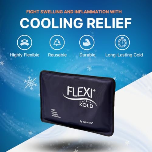 FlexiKold Gel Soft Flexible Ice Packs for Injuries - Reusable Freezer Cold Pack, Cold Compress & Cooling Gel Pad for Face, Shoulder, Hip, Leg, Arm, Ankle & Foot Injury - Medium - 7.5” x 11”