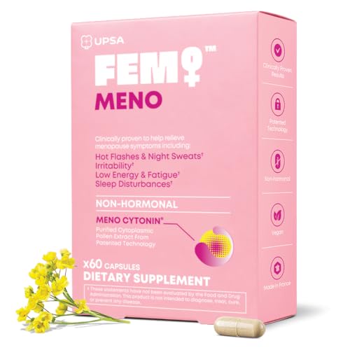 Upsa FEM Meno Menopause Supplements for Women - Non-Hormonal Menopause Relief for Hot Flashes & Night Sweats - Hormone Balance Support for Sleep, Mood & Energy - 60 Capsules (60 Count)