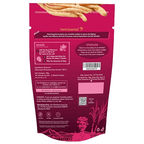 Herb Essential Shatavari Powder, Natural Asparagus Racemosus Root Powder 3.52 oz