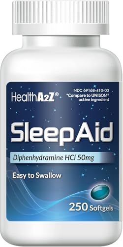 HealthA2Z® Uyku Yardımcısı, Difenhidramin HCl 50 mg Yumuşak Kapsül, 250 Adet