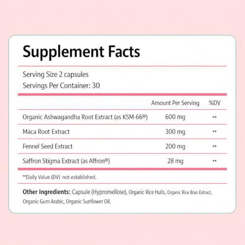 Chaly Perimenopause & Menopause Supplement for Women – Non-Hormonal Hormone Balance for Hot Flashes, Mood & Libido – KSM-66 Ashwagandha, Affron Saffron – Clean Label Project Certified, Vegan, 60 Ct