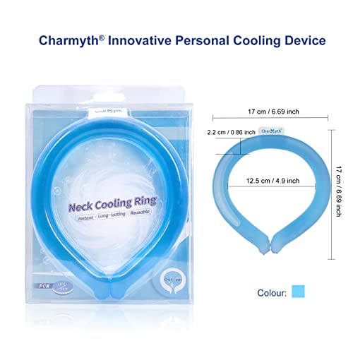 Neck Cooling Tube Reusable Ice Cooler Ring, Blue | Instant Cooling below 15°C (59°F), Portable Neck Wrap, Summer Outdoor & Indoor Use, Heat Relief & Comfort