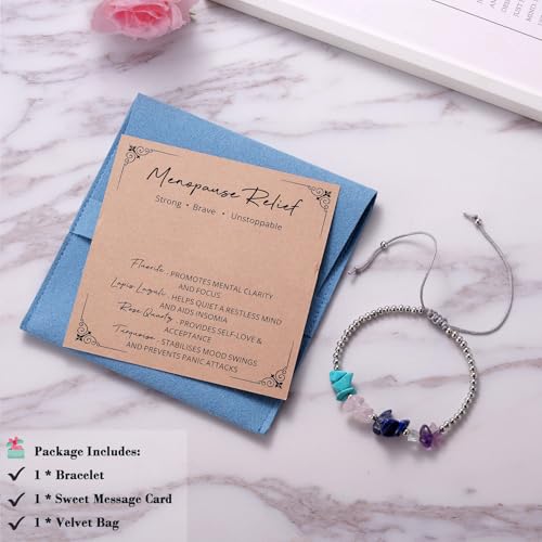 Ukodnus Menopause Bracelet for Women, Hot Flashes Relief Hormone Balance Jewelry, Mood Swings Stress Sleep Support, Menopause Gift Self Care Wellness Bracelet