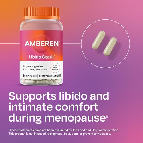 Amberen Libido Spark Menopause Support Supplement for Women —Supports Intimate Wellness with Asian Ginseng Root Extract, Hormone-Free, Soy-Free, 60 Capsules, 30-Day Supply