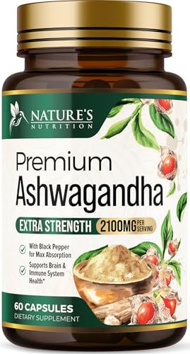 Ashwagandha Supplements - Premium Ashwagandha Capsule for Women & Men, Natural Antioxidant Support Ashwa Root Extract, Extra Strength Calm Support with Black Pepper, Vegan - USA Bottled - 60 Capsules