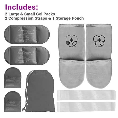 Zomaple Cold Therapy Socks for Feet with 2 Reusable Gel Ice Packs, Cooling Socks for Hot Feet & Swelling Relief, Adjustable Compression Ice Pack Wrap for Plantar Fasciitis, Neuropathy & Foot Pain