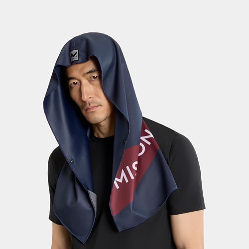 MISSION Max Plus Cooling Hoodie Towel- Hood Towel, Cools Instantly When Wet, UPF 50 Sun Protection, Contours Your Head to Stay in Place, Great for Sports, Fitness, Gym (Navy)