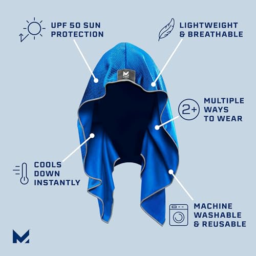 MISSION Cooling Hoodie Towel, Evaporative Cool Technology, Cools Instantly When Wet, UPF 50 Sun Protection, Contours Your Head to Stay in Place, Great for Sports, Fitness, Gym