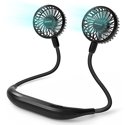 AMACOOL Portable Neck Fan, Lightweight Wearable with Hands-Free Comfort | 360° Adjustable Personal Fan with Ultra Quiet & Strong Wind, Gifts for Men Women Hot Flashes Cruise Travel Outdoor Sports