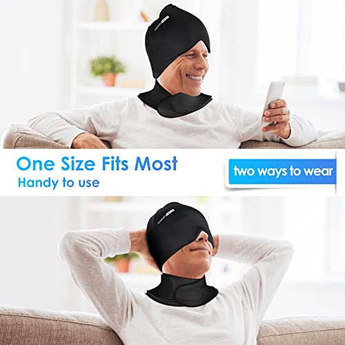 ComfiTECH Cold Cap and Neck Ice Pack Wrap Gel Combo, Care Package for Head and Cervical, Medium | Flexible after Frozen, Cold Cap & Cervical Cold Pack, Relieve Head & Eye, Stiff Neck, Office Tension, Sports Soreness