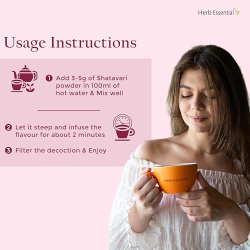 Herb Essential Shatavari Powder, Natural Asparagus Racemosus Root Powder 3.52 oz