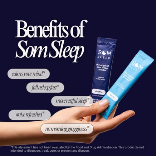 Som Sleep Powder Sleep Aid Adults, Melatonin Magnesium, Cherry, 10-Pack
