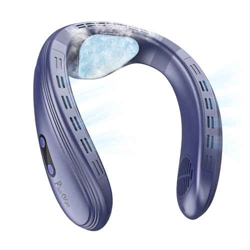 Neck Fan Back-Windy 6000mAh with Cooling Plate Bladeless Portable | Thermo-Electric Cooler Rechargeable Camping Essentials for Women Men Outdoor Activities Gardening Walking the Dogs(Navy Blue)