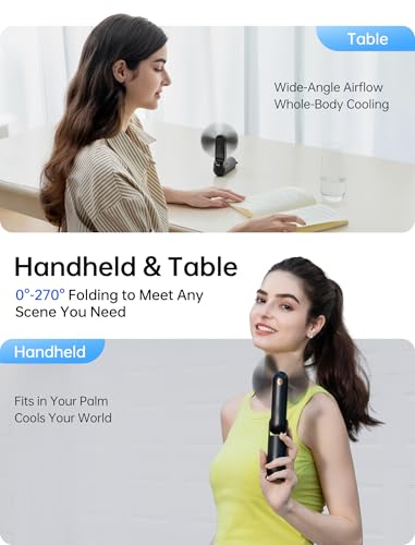 JISULIFE Handheld Fan 8 Plus: 40H Cooling & 4500mAh PowerBank & Flashlight | USB Rechargeable, Portable Pocket Size for Travel, Makeup, Concerts, Summer Gifts for Women(Black)