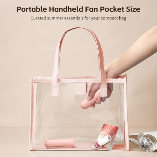 Portable Fan, Mini Handheld Fan with Power Bank, Cute USB Rechargeable Pocket Fan, Foldable Small Cooling Fan with LED Light, Personal Travel Fan,Summer,Beach Essentials,Summer Gift for Women