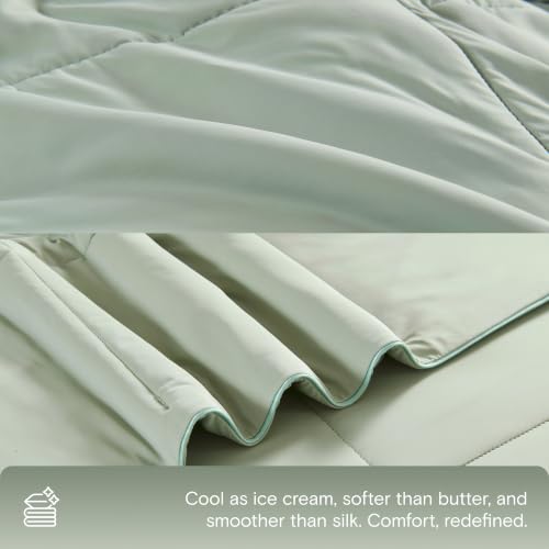 DOZ Summer Cooling Comforter, Cooling Blanket for Hot Sleepers and Night Sweats, Q-Max Over 0.4, Cool to The Touch Cover, Breathable, Lightweight, Soft, 106"x90", Sage, King/Cal King