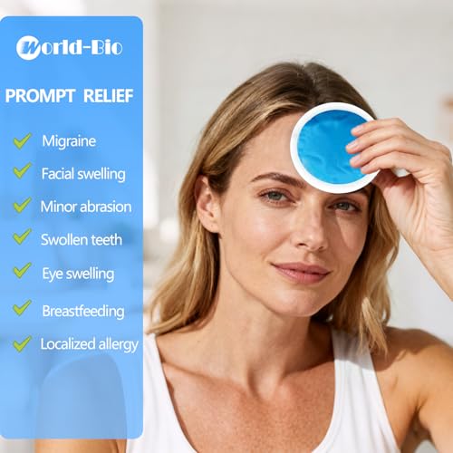 Small Round Ice Packs for Face (5 Pack) - Reusable Hot Cold Compress with Soft Fabric Sleeve, Stays Flexible When Frozen for Wisdom Teeth, Eye Surgery, Migraine, Facial Swelling & Dental Recovery