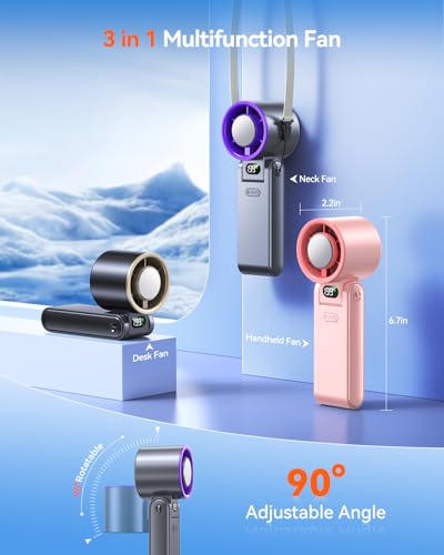 Portable Handheld Fan with Ice Cooler, 199 Speed Personal Fan,5500mAh Rechargeable,20H Cooling Time,20000 RPM Powerful Motor, Summer Essential for Travel/Outdoor/Office, Grey Purple