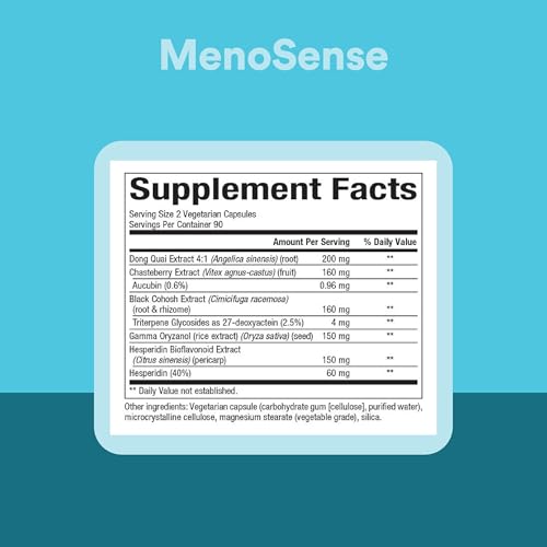 Natural Factors - WomenSense MenoSense Menopause Formula, Natural Support for Hot Flashes & Night Sweats, 180 Vegetarian Capsules
