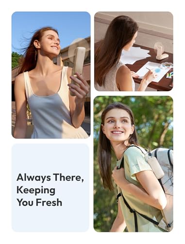 Aecooly Slim Portable Fan, Thin Handheld Fan, USB Rechargeable | Mini Personal [24H Max Cooling Time], Battery Powered Small Foldable Pocket for Travel, Summer, Gifts for Women, Girls -Beige