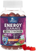 Energy Gummies - Vitamin B12 1000mcg - 3X Clean Energy & Focus Gummy with Natural Caffeine from Green Tea - Berry Flavored Pre Workout Exercise Supplement for Running Cycling & Sports - 60 Gummies