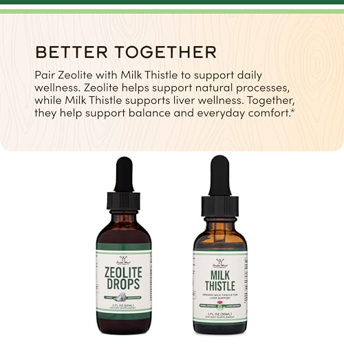 Liquid Zeolite Detox 620mg with B12 & D3, Detox & Energy, 60 Servings