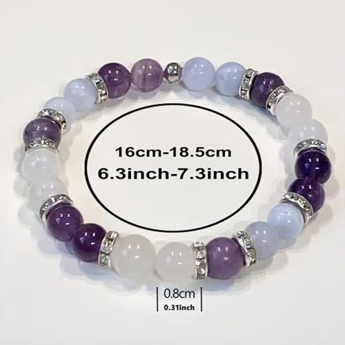 Menopause Bracelet for Women, Natural Amethyst Hot Flashes & Anxiety Relief Elastic Bracelet for Menopause's Support Calming Balance Jewelry Gift for Women