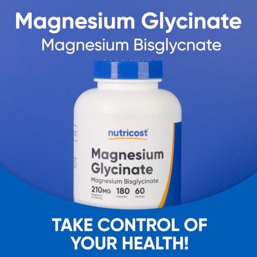 Nutricost Magnesium Glycinate Capsules, 180 Capsules, 210mg