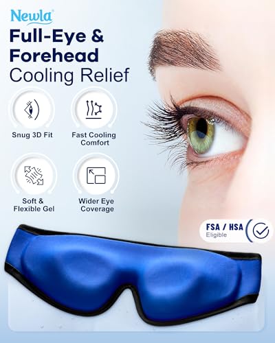 Cooling Gel Eye Mask for Puffy Eyes, Larger Full-Eye Contour Cold Compress | Ice-Cold Gel Therapy, Forehead & Upper Cheek Cooling Relief, Reusable Ice Pack for Eyes, FSA Eligible Items HSA, Black