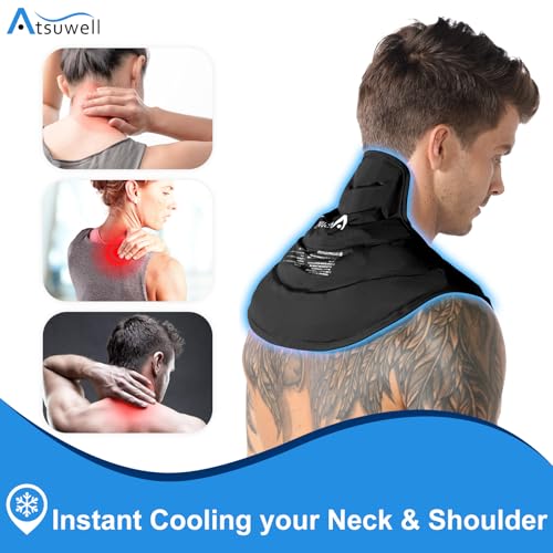 Neck Ice Pack Wrap for Neck & Shoulder Pain Relief, Black | Relief Soreness, Tension & Stiffness, Reusable Gel Cold Therapy, Soft Plush Lining, Hands-Free Wrap for Home, Gym Relaxtion