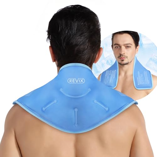 REVIX Neck Ice Pack Wrap – Reusable Hot Cold Gel Pack for Neck and Shoulder | Large Flexible Design with Soft Plush Lining, Cervical Gel Ice Wrap Ideal for Post-Workout Recovery, Fatigue & Relaxation