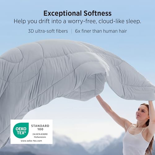 Bedsure Cooling Comforter King Size - Cooling Blankets for Hot Sleepers, Lightweight Comforter for Summer with Dual-Sided Cool Tech, Soft Breathable Cold Blanket for Sleeping, Grey, 102x90 Inches