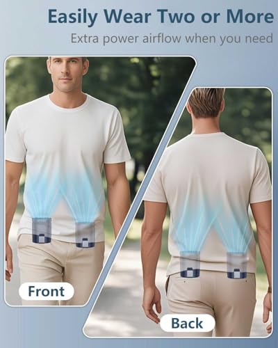 Waist Fan Clip On Shirt Fan-Mini Light Weight Portable Fans that Blow Cold Air,Small Personal Battery Powered Fans,Belt Body Under Shirt AC Cooler,Quiet Wearable Hanging Neck Fan for Women Men Kids