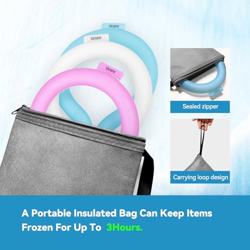 Neck Cooling Tube(with Cooler Bag), hot Weather Reusable Long-Lasting Cooling Relief Cooler, Suitable for Men and Women Outdoor and Indoor, Sports, Travel use(Blue)