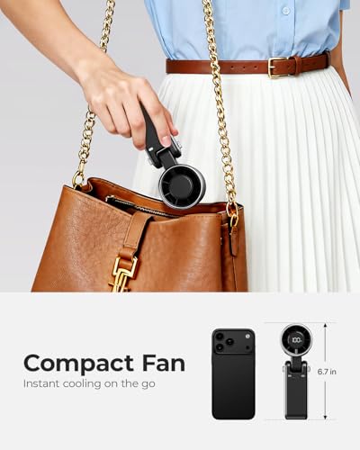 Portable Handheld Turbo Fan - 5 Gear High Speed 4000mAh Rechargeable Mini Personal Hand Fan Blow Cold Air, Battery Operated Travel Essentials, Beach Vacation, Gifts for Women, Men (Black)