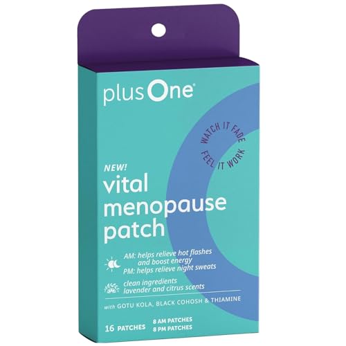 plusOne Vital Menopause Patches AM & PM, Hot Flash Night Sweat Support 16ct | Sleep support, menopause symptom support, menopause hot flash relief, promotes energy & sleep