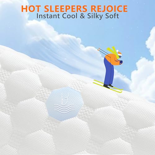 UYWO Cooling Pillows Queen Size Set of 2, Adjustable Memory Foam Pillows | Firm/Soft Cooling Bed Pillows for Side/Back/Stomach Sleepers, Ergonomic Neck Support Pillow