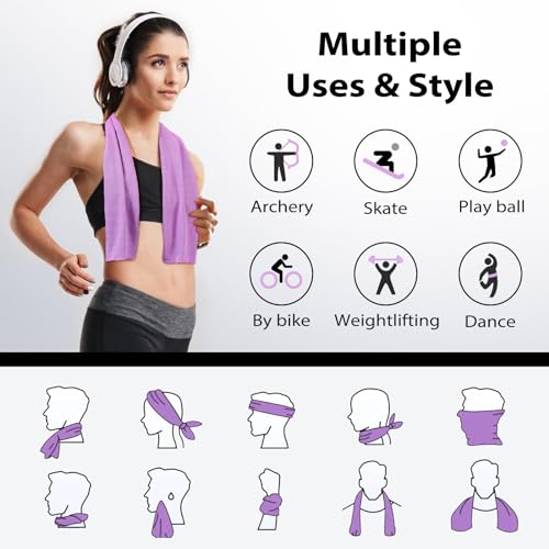 Cooling Towels - 5 Pack Gym Towels, Gym Towel for Working Out, Yoga Towel | Microfiber Breathable Mesh Fabric, Large Size: 40"L × 12"W, Reusable & Easy To Clean, Equipped With Waterproof Storage Pouch