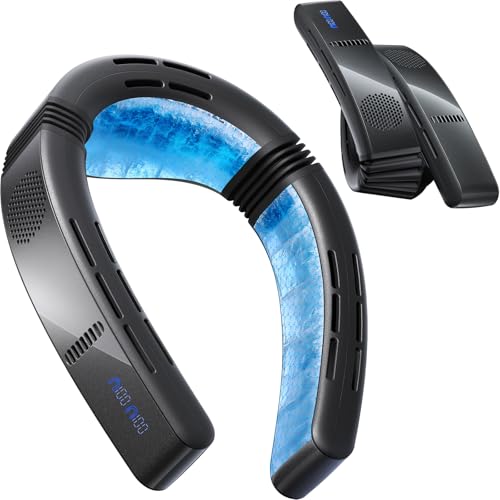 TORRAS COOLiFY 2026 Cyber Fold AI Neck Air Conditioner, Max Cooling Area | Neck & Face Cooler with Adjustable Strong Wind, Rechargeable Neck Fan for Travel Gift for Dad, Husband, Black