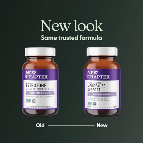 New Chapter Menopause Supplement - Estrotone Herbal Hormone Balance for Women in Perimenopause, with Black Cohosh for Hot Flash Relief & to Reduce Night Sweats + Vitex, No Added Hormones - 60 ct