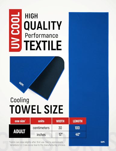 Instant Cooling Towel Neck & Face - Sweat Rag Neck Wraps Gym Workout | 40x12 Inch, Evaporative Cooling, Wet Wring Snap Activation, Lightweight, UPF 40+, Outdoor Adventures