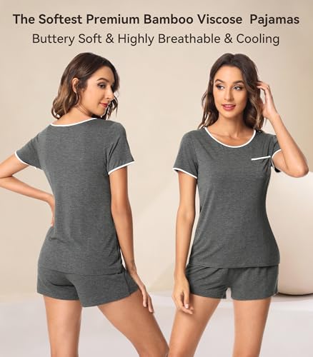 WiWi Bamboo Viscose Womens Pajamas Cooling Sleepwear for Hot Flashes S-4X